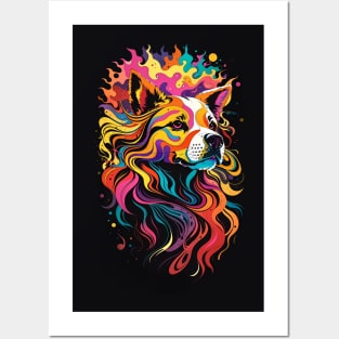 Beautiful Dog Head With Vivid Colourful Hair Posters and Art